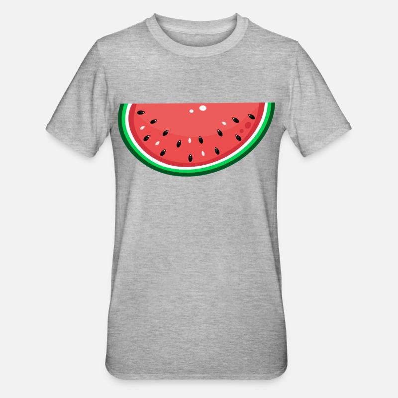 Tranche de design de pastèque - T-shirt polycoton Unisexe - gris chiné