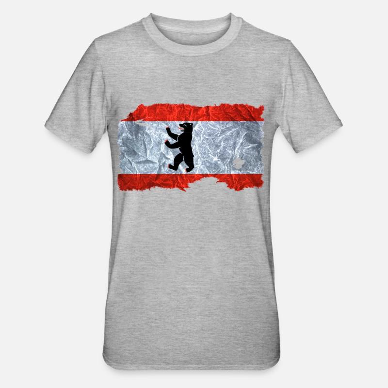 Regard drapeau Berlin / drapeau de cru utilisé - T-shirt polycoton Unisexe - gris chiné