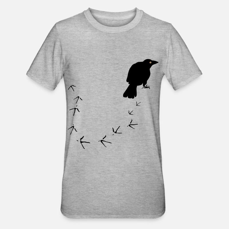Krähe - Unisex Polycotton T-Shirt - Grau meliert