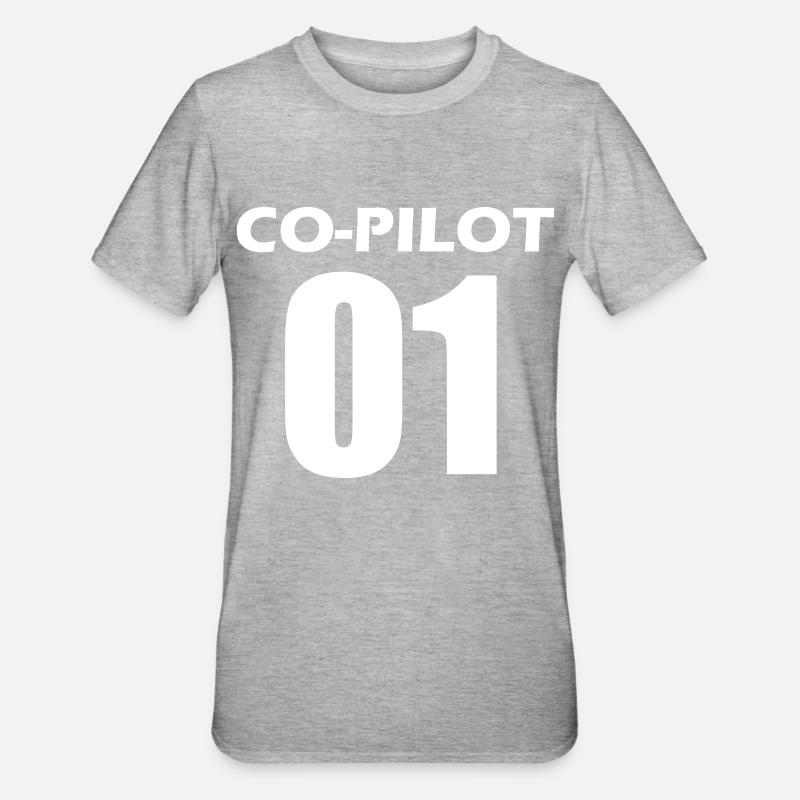 Co-Pilot Partnerlook Geschenk - Unisex Polycotton T-Shirt - Grau meliert