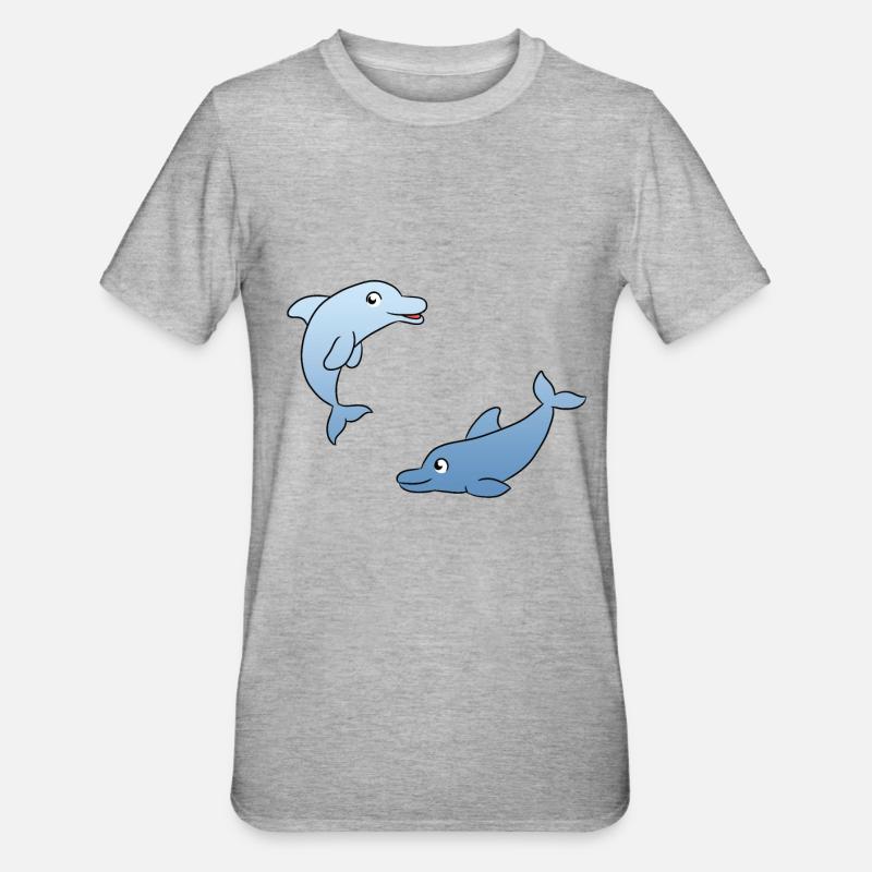 Dolphin - Unisex Polycotton T-Shirt - heather grey