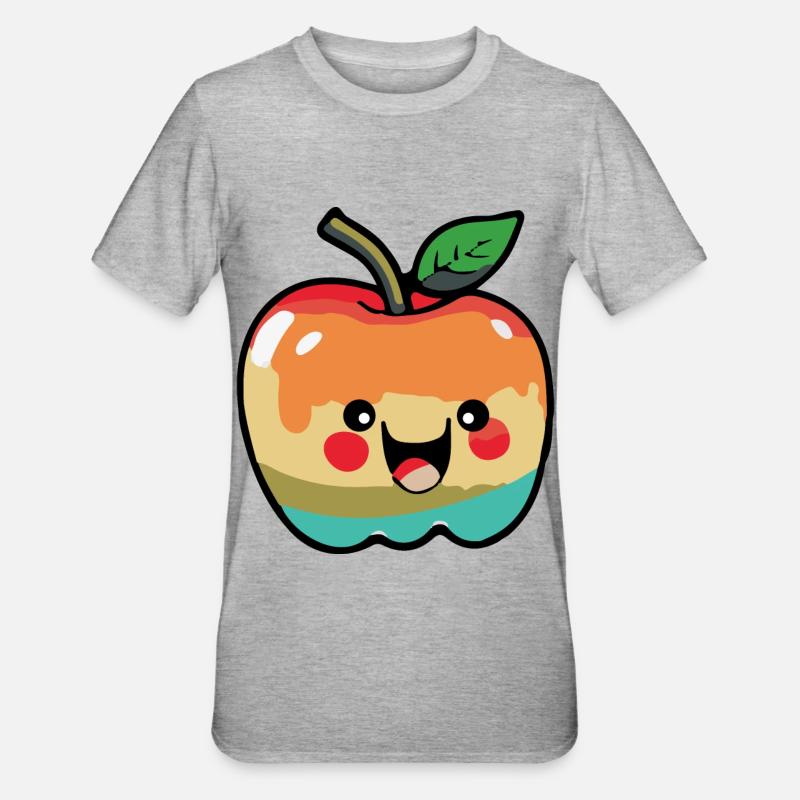 Apfel Comic - Unisex Polycotton T-Shirt - Grau meliert