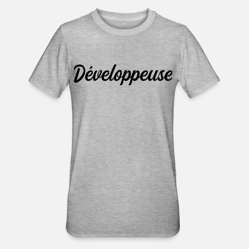 Développeuse Web Code Logiciel Application Tech - T-shirt polycoton Unisexe - gris chiné