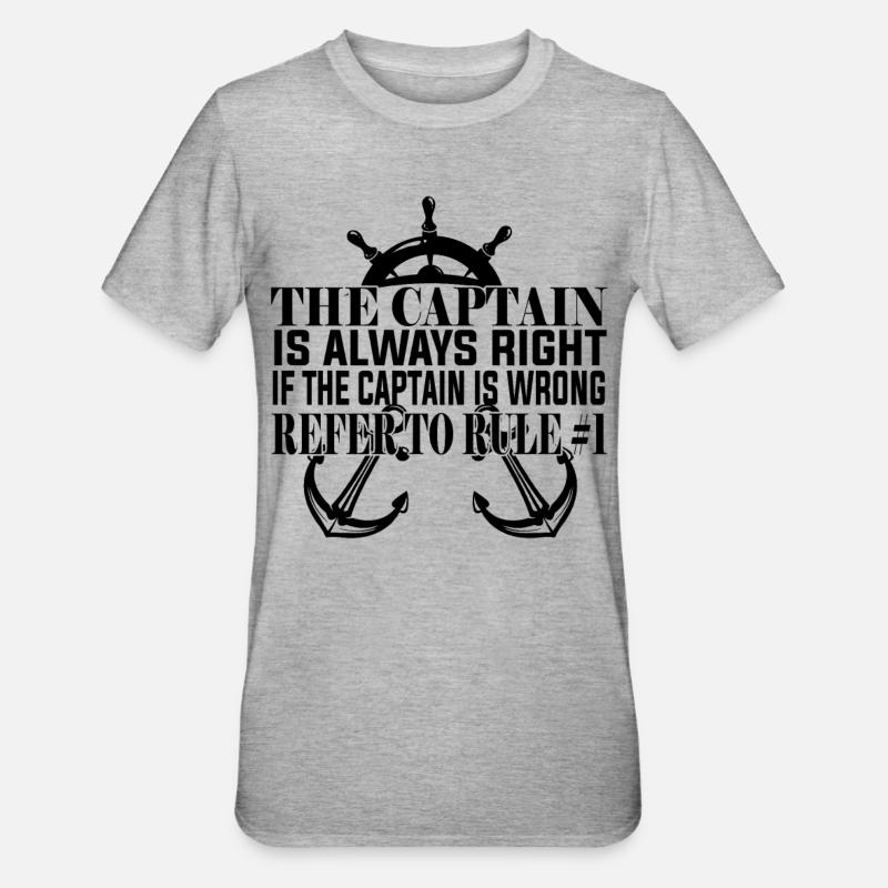 Sailing Ships Boat Captain - Unisex Polycotton T-Shirt - heather grey