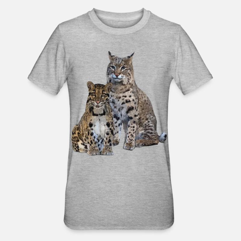 Clouded leopard and lynx - Unisex Polycotton T-Shirt - heather grey