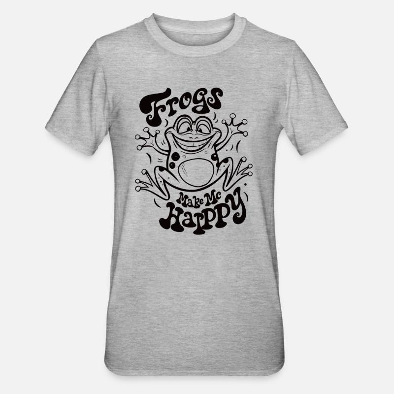 Frösche machen mich glücklich - Unisex Polycotton T-Shirt - Grau meliert