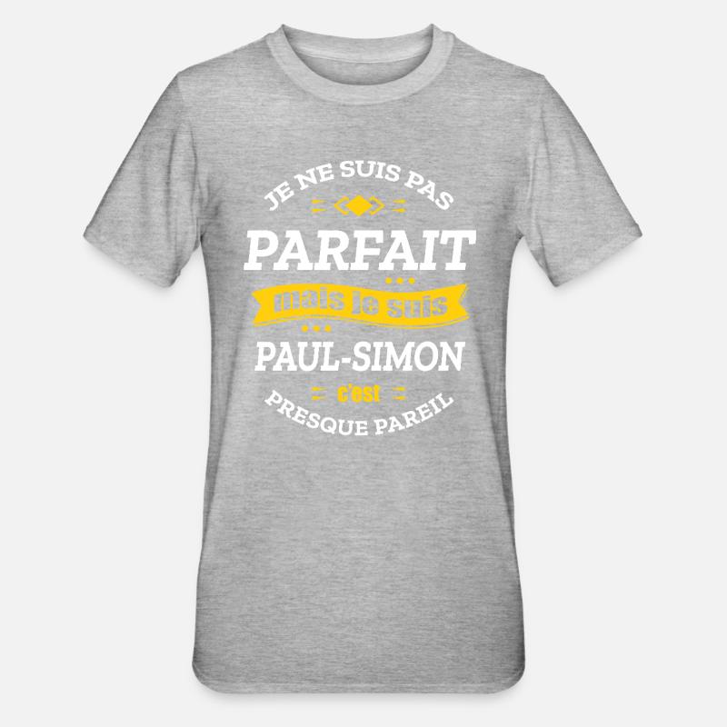 PAUL-SIMON PARFAIT - PRENOM PAUL-SIMON - T-shirt polycoton Unisexe - gris chiné
