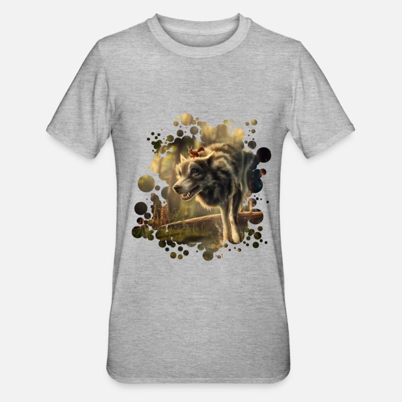 Freunde Wolf Eichhörnchen - Unisex Polycotton T-Shirt - Grau meliert