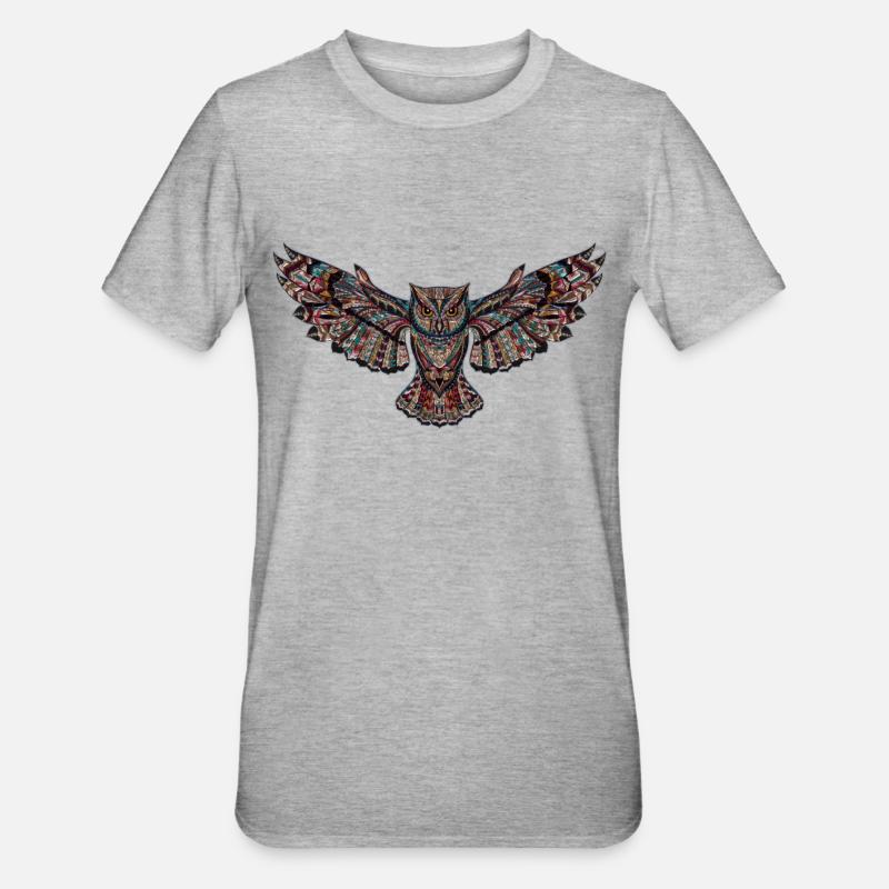 Eule - Unisex Polycotton T-Shirt - Grau meliert