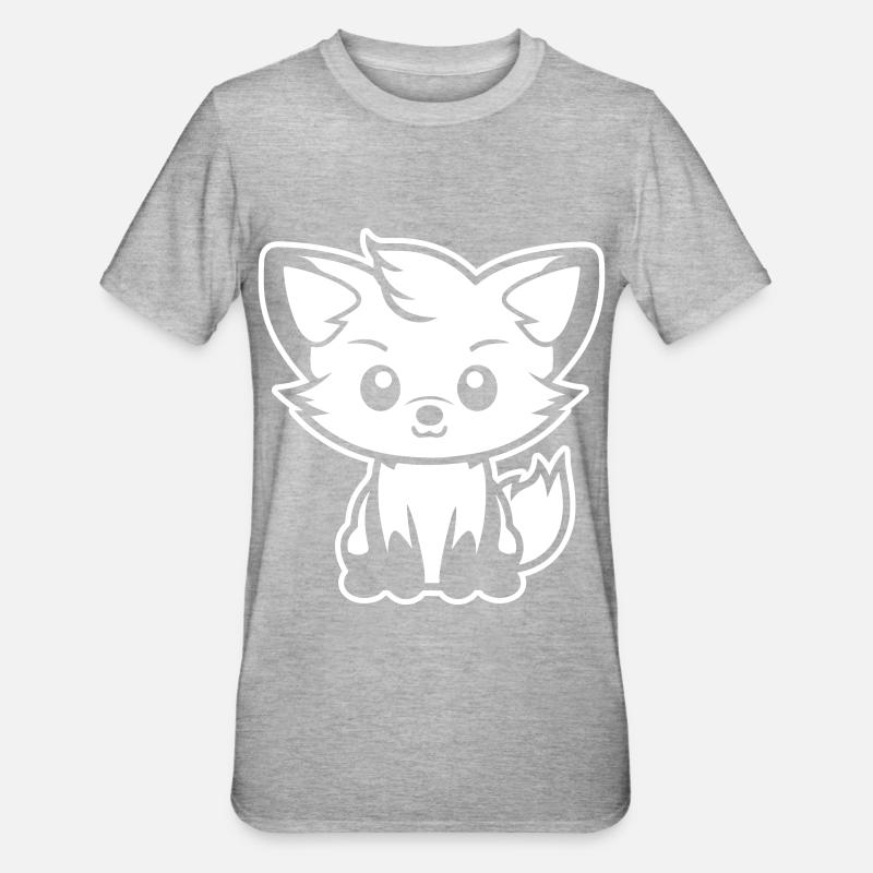 Fuchs Comic - Unisex Polycotton T-Shirt - Grau meliert