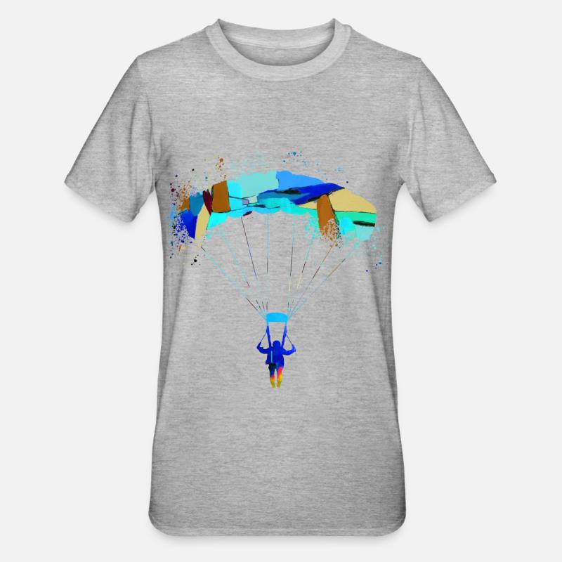 fallschirm,fallschirmflieger,graffiti,gleitschirm - Unisex Polycotton T-Shirt - Grau meliert