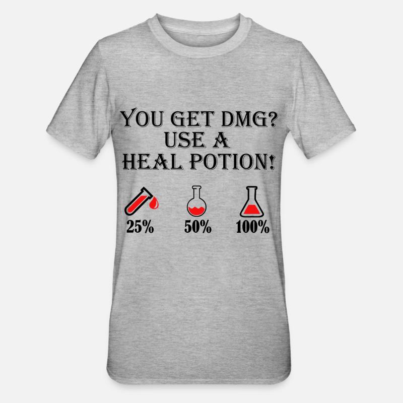 Benutze einen Heiltrank - Unisex Polycotton T-Shirt - Grau meliert