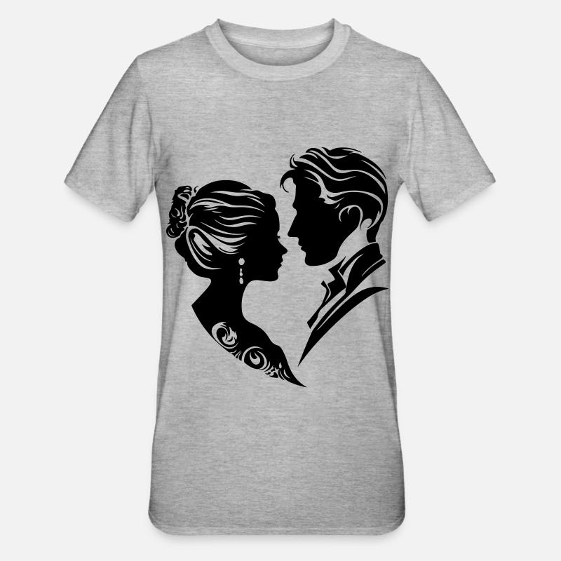 Ehepaar Hochzeit Silhouette - Unisex Polycotton T-Shirt - Grau meliert