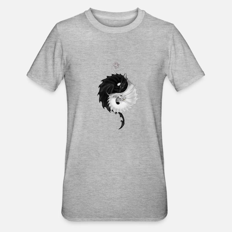 Dragons Yin Yang - T-shirt polycoton Unisexe - gris chiné