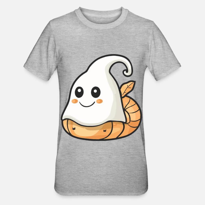 Schnecke Halloween Comic Geist - Unisex Polycotton T-Shirt - Grau meliert