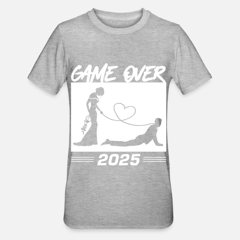 Game Over 2025 Mariage - T-shirt polycoton Unisexe - gris chiné