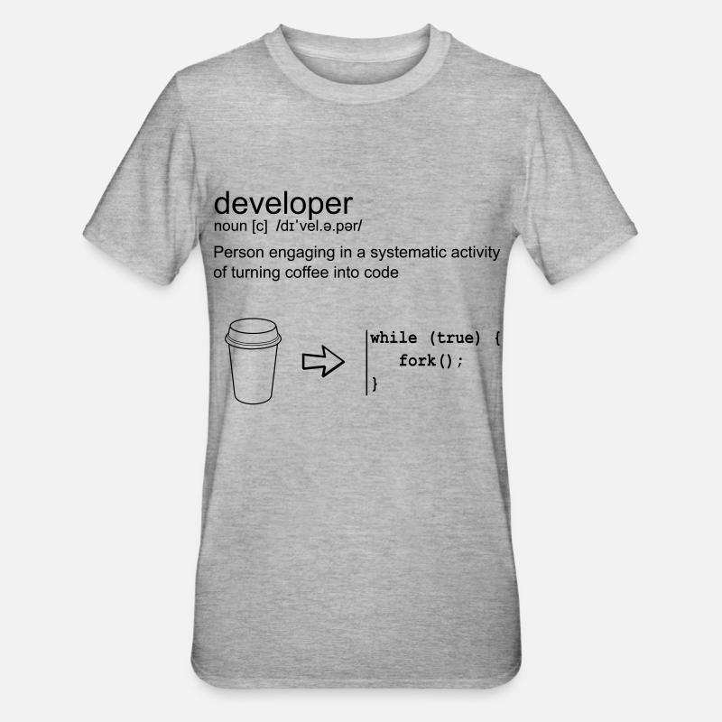 Developer & coffee - T-shirt polycoton Unisexe - gris chiné