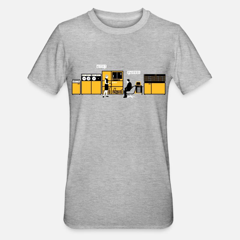 retro computer - Unisex Polycotton T-Shirt - heather grey