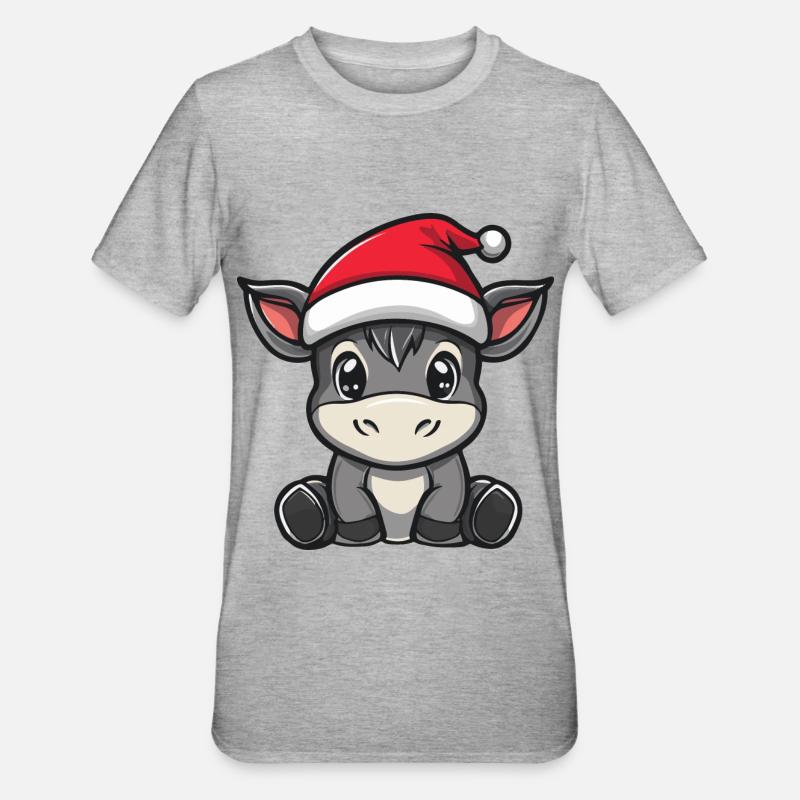Âne Noël Mignon - T-shirt polycoton Unisexe - gris chiné