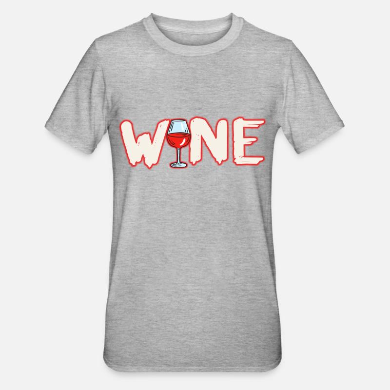 Wein Geschenkidee - Unisex Polycotton T-Shirt - Grau meliert