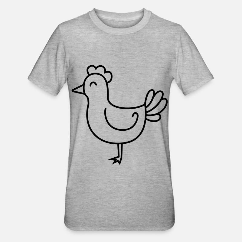 Huhn Comic Tier - Unisex Polycotton T-Shirt - Grau meliert