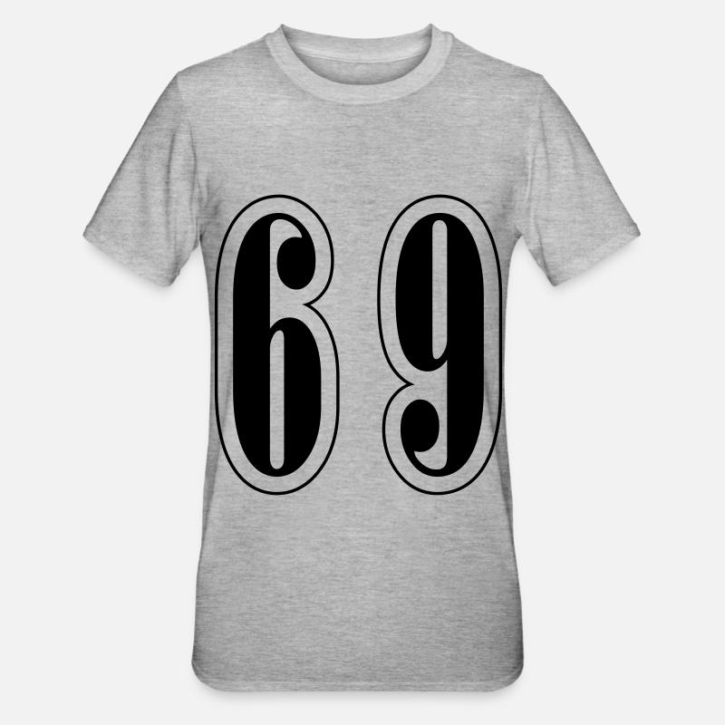 69 Symbole numérique - T-shirt polycoton Unisexe - gris chiné
