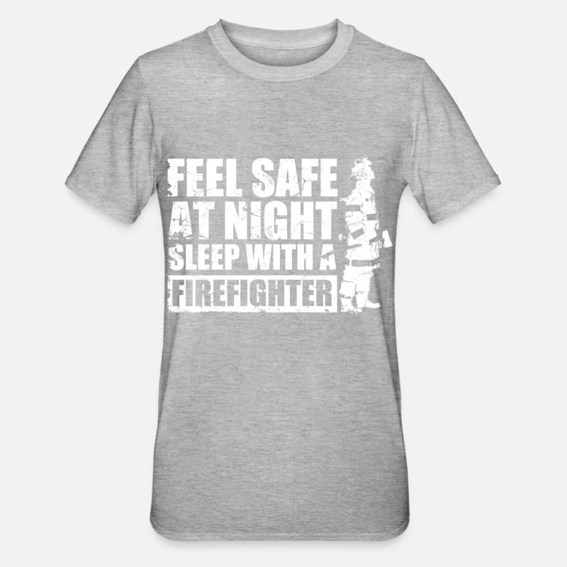 Safe With Firefighter - Unisex Polycotton T-Shirt - heather grey