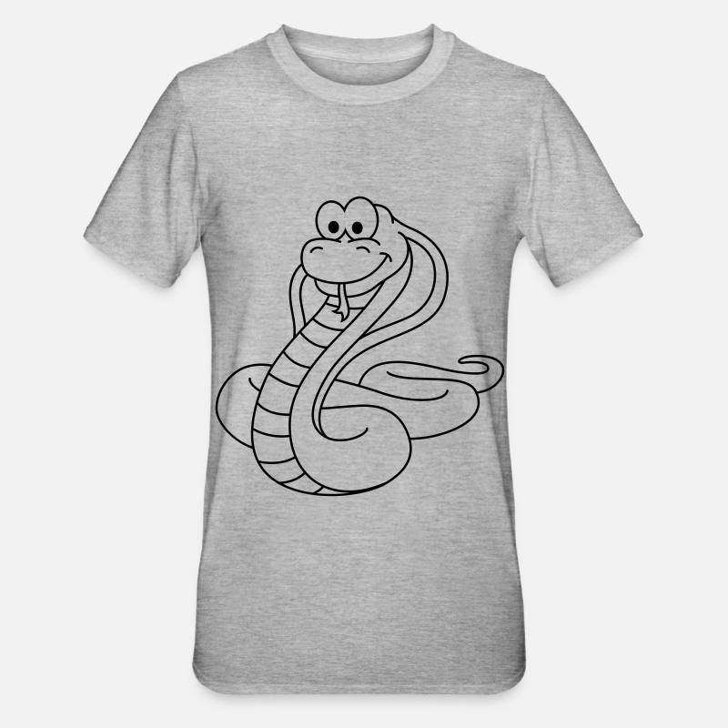 Snake Cobra Comic Animal - Unisex Polycotton T-Shirt - heather grey
