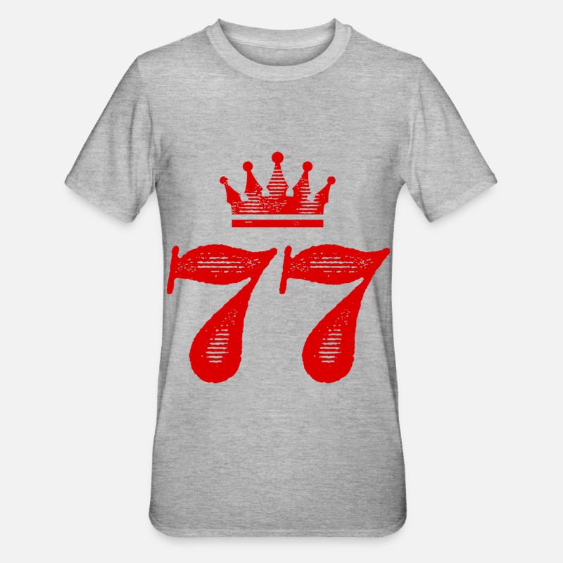 77 Zahl Krone - Unisex Polycotton T-Shirt - Grau meliert