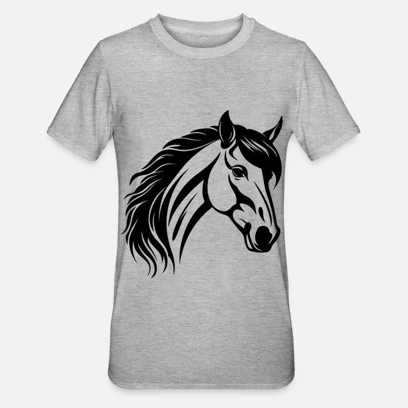 Pferd Kopf - Unisex Polycotton T-Shirt - Grau meliert