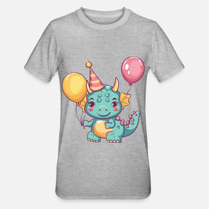 Dinosaur triceratops Birthday Comic - Unisex Polycotton T-Shirt - heather grey