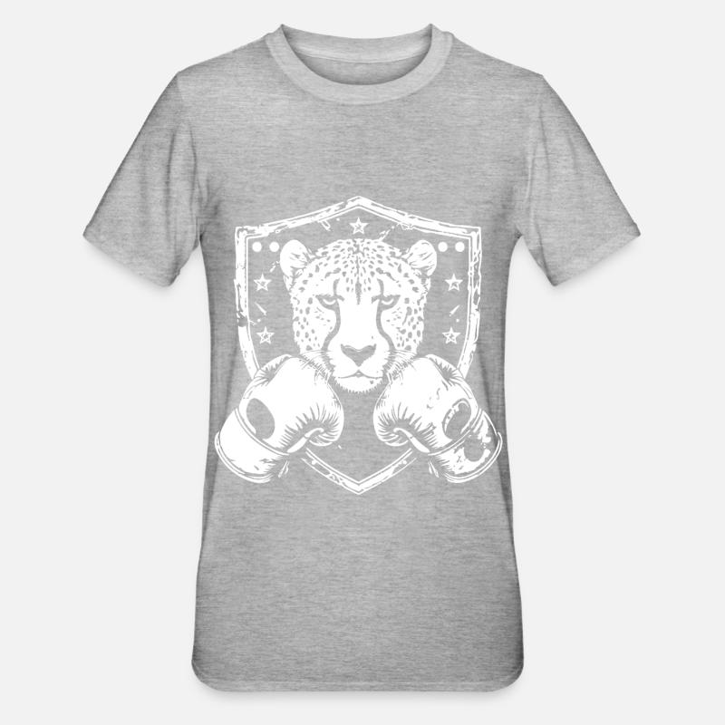 Combattant boxeur guépard - T-shirt polycoton Unisexe - gris chiné