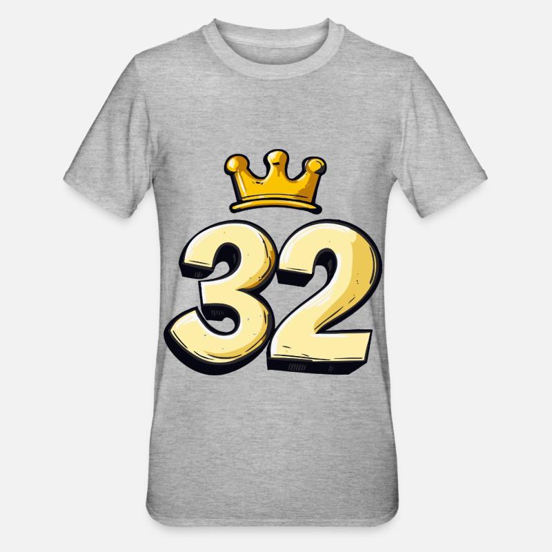32 Number Krone - Unisex Polycotton T-Shirt - heather grey