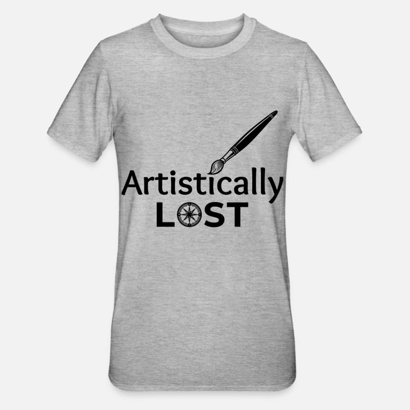 Artistically Lost Compass Map Design - Unisex Polycotton T-Shirt - heather grey