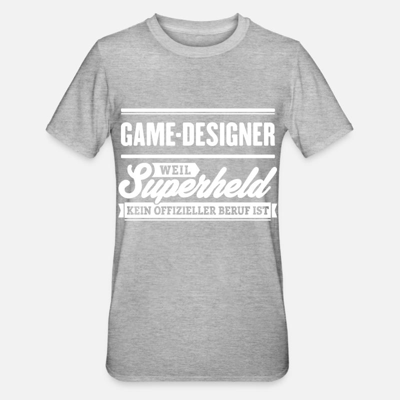 Superheld Game-Designer - Unisex Polycotton T-Shirt - Grau meliert