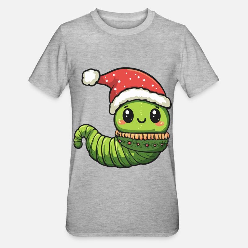 Worm Christmas Comic - Unisex Polycotton T-Shirt - heather grey