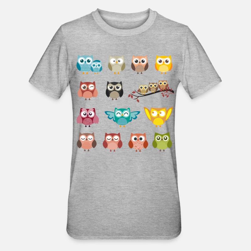 Eule - Unisex Polycotton T-Shirt - Grau meliert