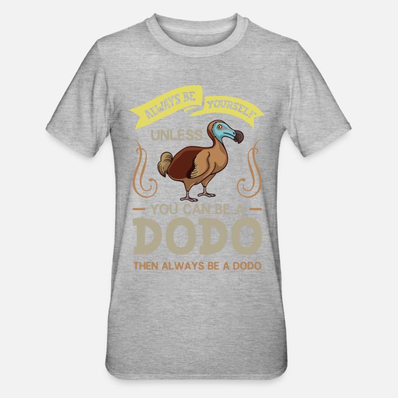 Dodo Oiseau Dronte Dudu Squelette Madagascar - T-shirt polycoton Unisexe - gris chiné