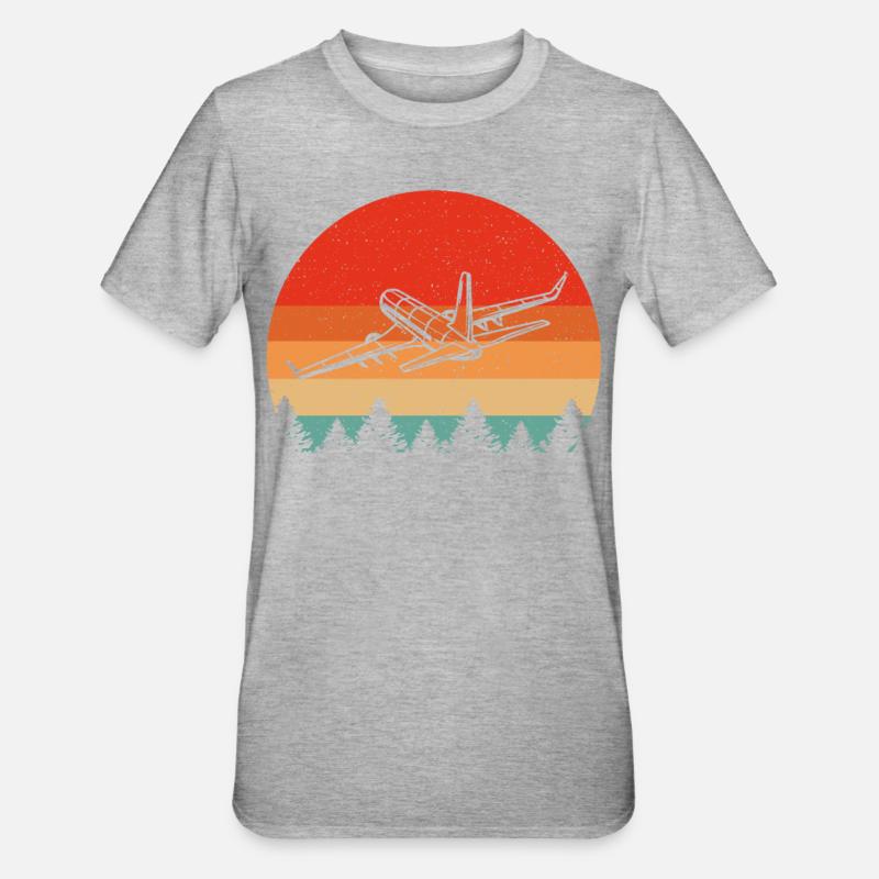 Retro fly til fly fly pilot - Unisex polycotton T-shirt - grå meleret