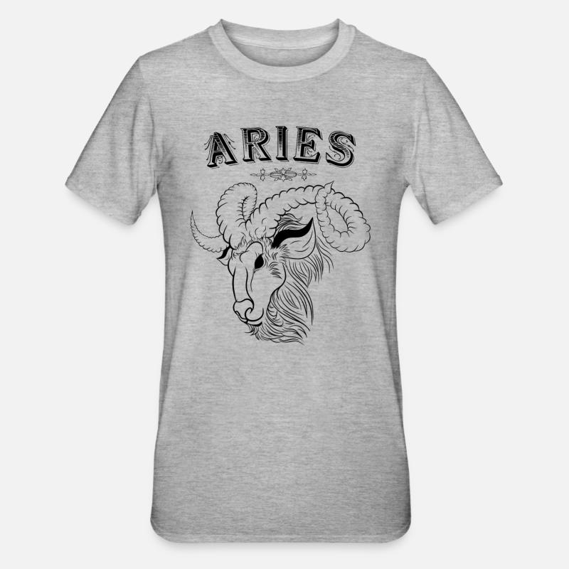 Aries Sternzeichen Widder - Unisex Polycotton T-Shirt - Grau meliert