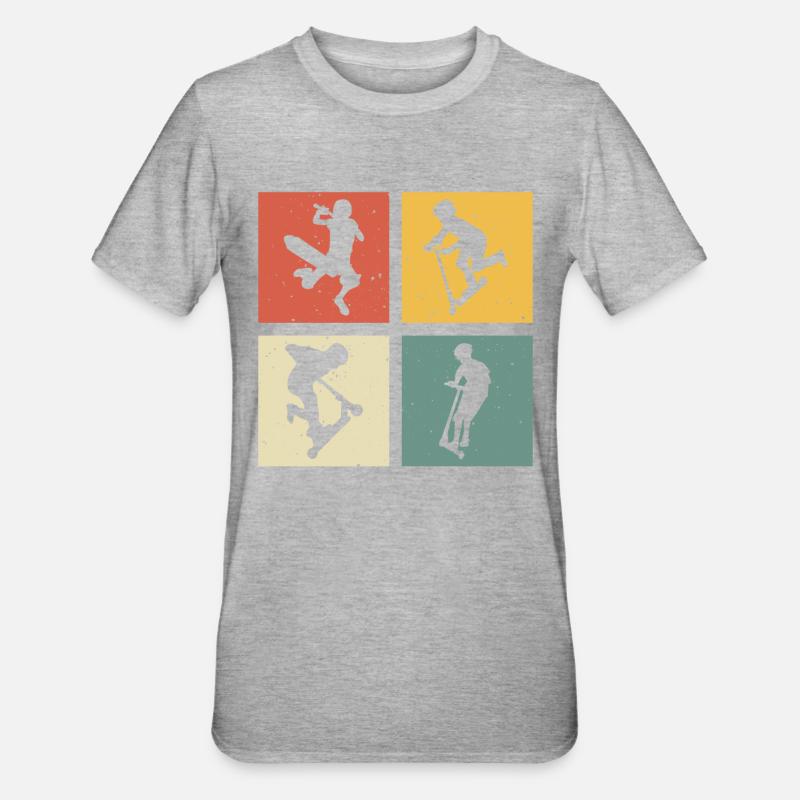 Scooter Retro Scooter Roller - Unisex Polycotton T-Shirt - Grau meliert