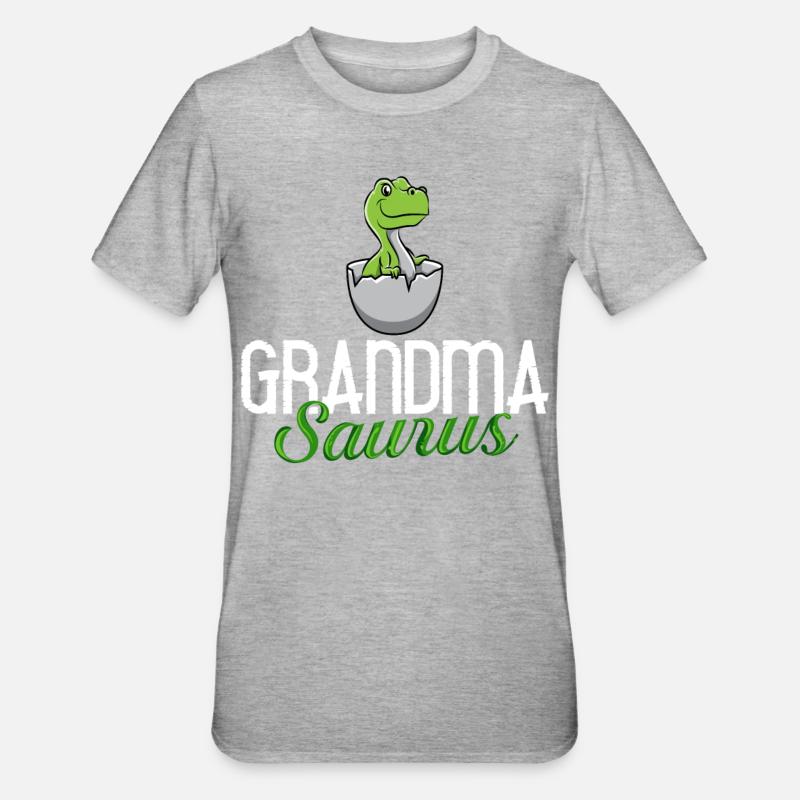 Dinosaurier Oma Saurus Omasaurus Großmutter - Unisex Polycotton T-Shirt - Grau meliert