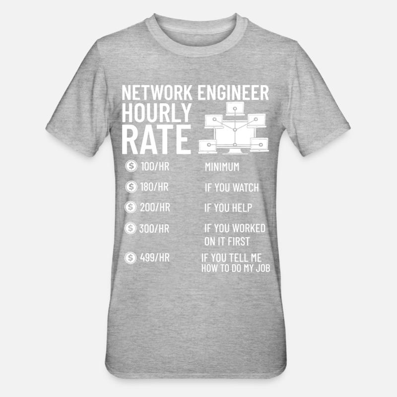 Netzwerkingenieur Network Engineer Computer - Unisex Polycotton T-Shirt - Grau meliert