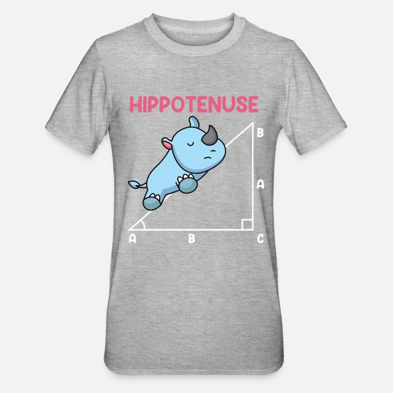 Hypoténuse Hippopotence Math - T-shirt polycoton Unisexe - gris chiné