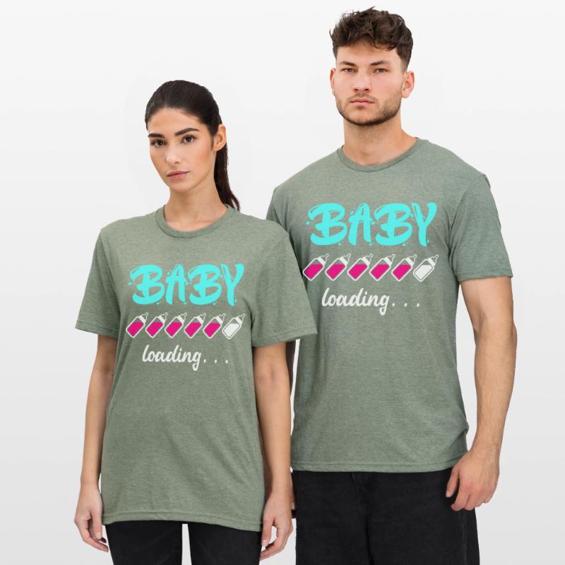 Baby loading Schwanger mit Mädchen oder Junge Mama Unisex Polycotton T-Shirt