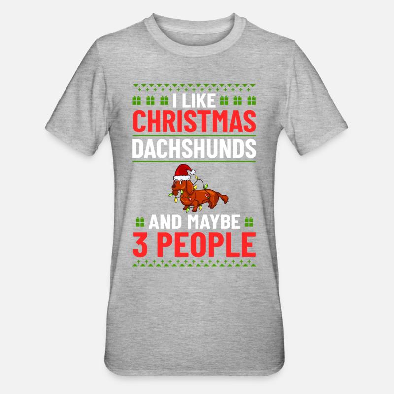 Doxie Teckel Teckel Chien Noël - T-shirt polycoton Unisexe - gris chiné