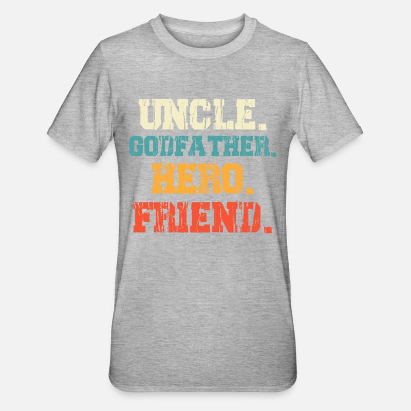 Oncle Parrain Héros Ami Oncle - T-shirt polycoton Unisexe - gris chiné