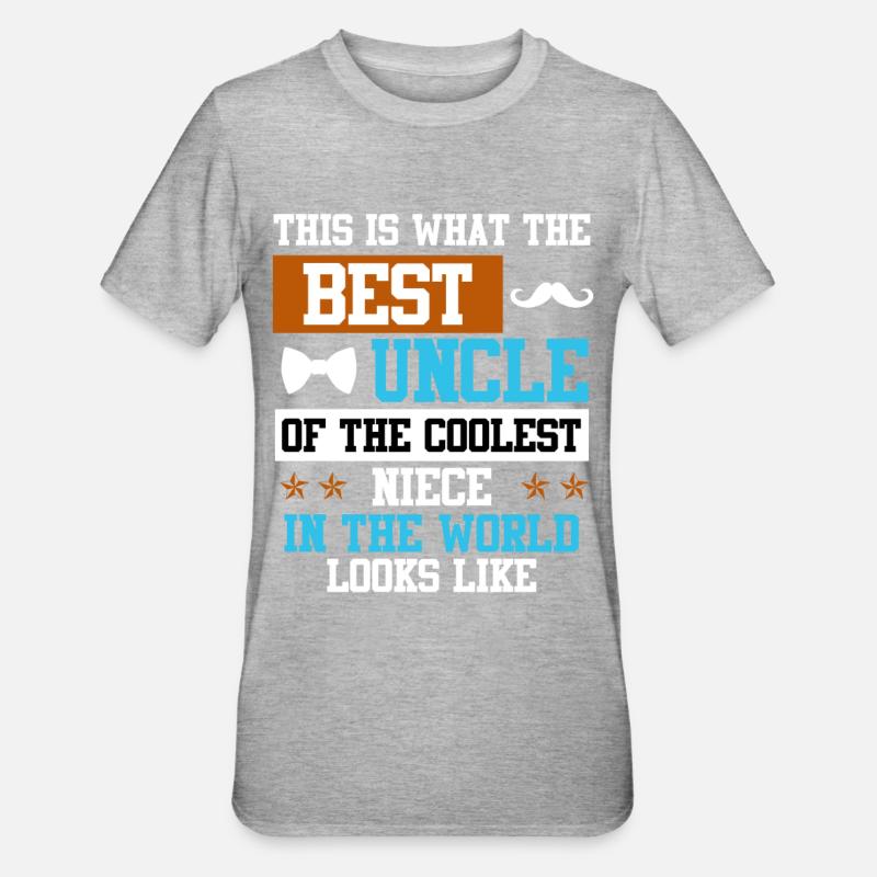 Bedste onkel til verdens sejeste niece - Unisex polycotton T-shirt - grå meleret