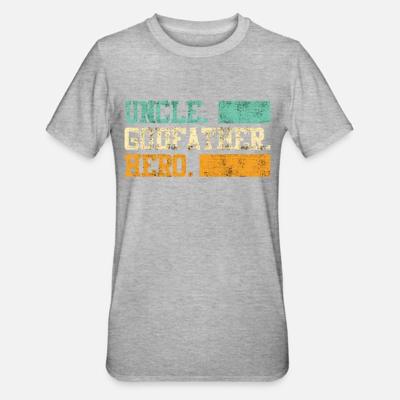 Oncle Parrain Héros Oncle - T-shirt polycoton Unisexe - gris chiné