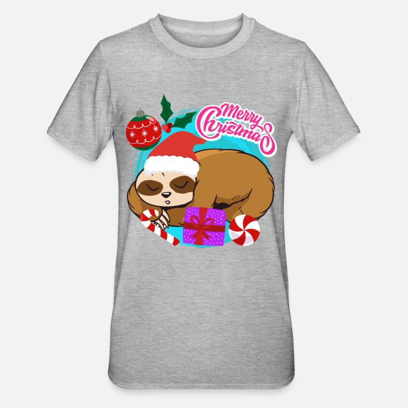 Sloth Christmas Merry Christmas - Unisex Polycotton T-Shirt - heather grey